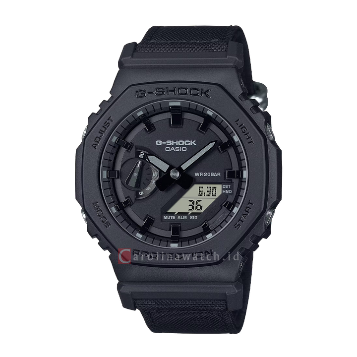 Jam Tangan Casio G-Shock GA-2100BCE-1A Men CasiOak Black Digital Analog Black Nylon Band