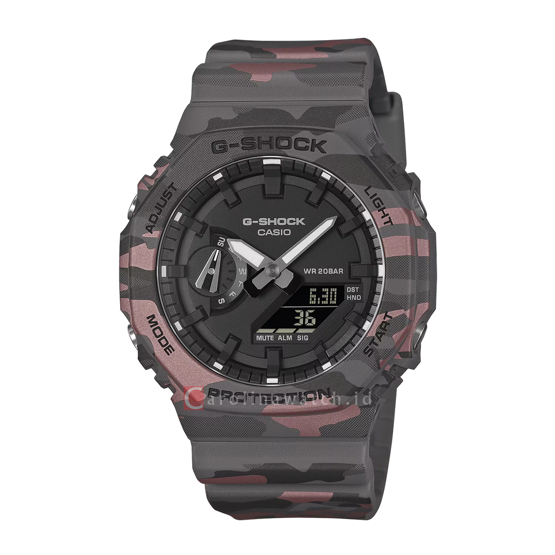 Jam Tangan CASIO G-SHOCK GA-2100CM-8A Men CasiOak Digital Analog Dial Camouflage Resin Band