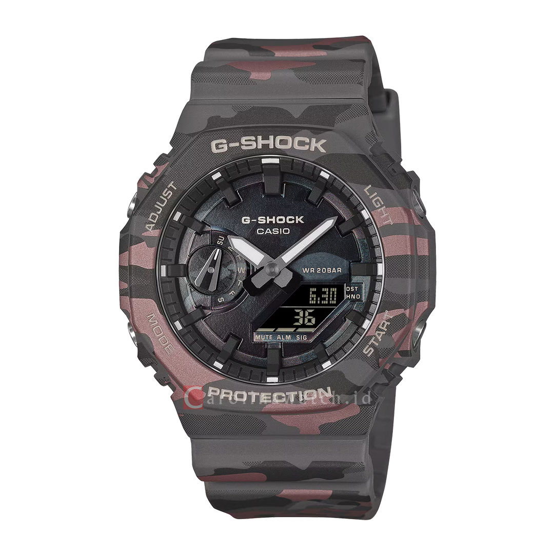 Jam Tangan CASIO G-SHOCK GA-2100CMD-8A Men CasiOak Digital Analog Dial Camouflage Resin Band