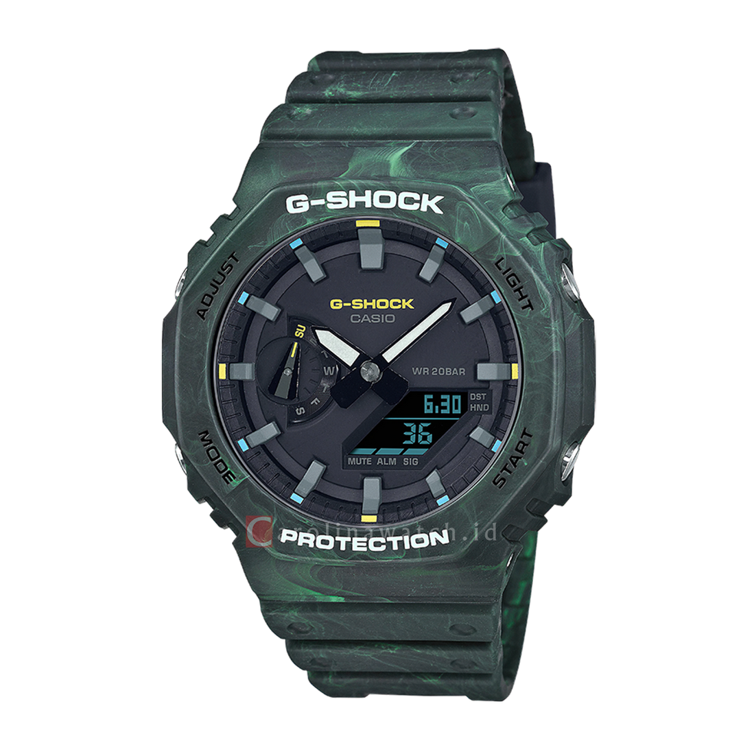 Jam Tangan CASIO G SHOCK GA-2100FR-3A Men Black Digital Analog Dial Army Resin Band