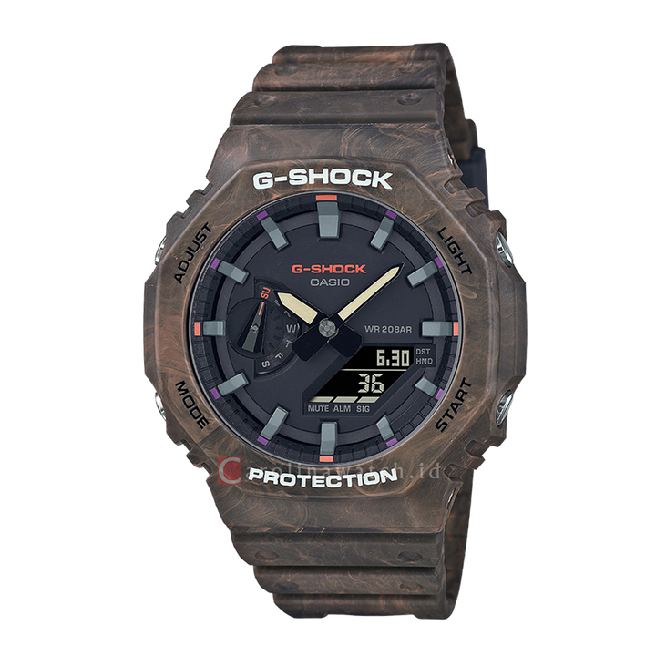 Jam Tangan CASIO G SHOCK GA-2100FR-5A Misty Forest Black Digital Analog Dial Brown Resin Band