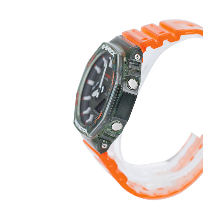 Jam Tangan Casio G-Shock GA-2100HC-4A Men Black Digital Analog Dial Orange Resin Band