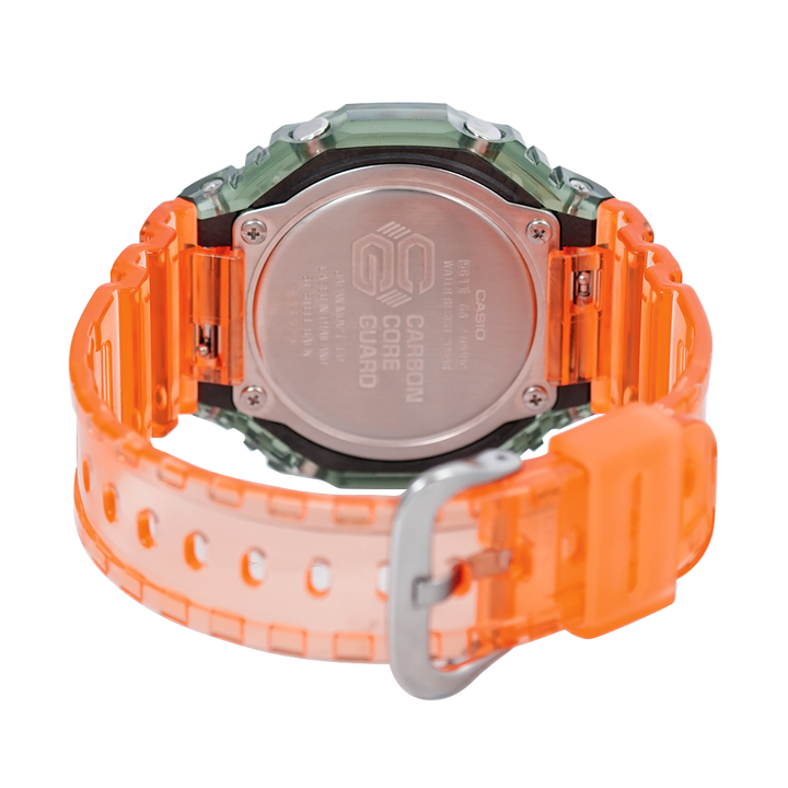 Jam Tangan Casio G-Shock GA-2100HC-4A Men Black Digital Analog Dial Orange Resin Band