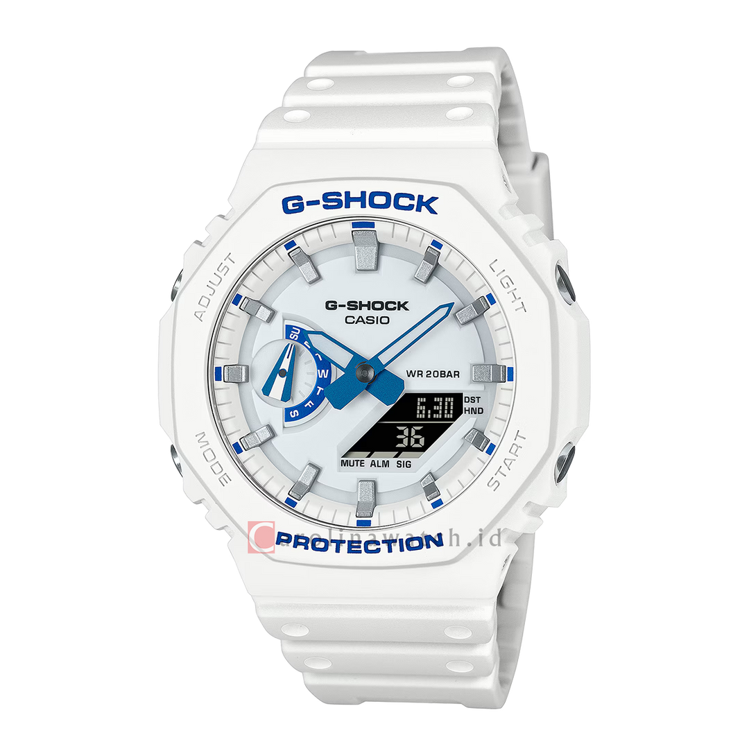Jam Tangan CASIO G-SHOCK Classic GA-2100HDS-7A1 Men White Analog-Digital Dial White Resin Band