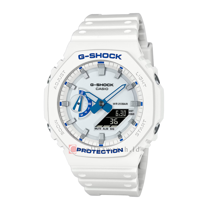 Jam Tangan CASIO G-SHOCK Classic GA-2100HDS-7A1 Men White Analog-Digital Dial White Resin Band