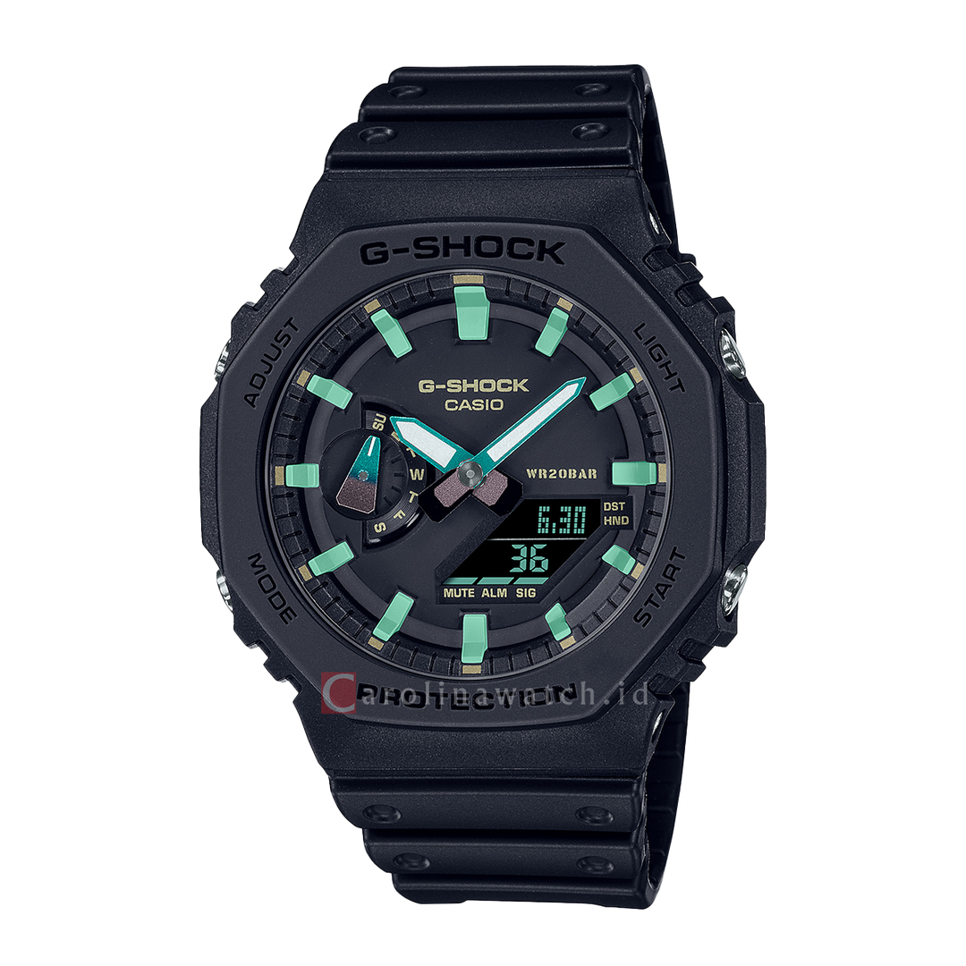 Jam Tangan Casio G-Shock GA-2100RC-1A Men Rusted Iron Edition Black Digital Analog Dial Black Resin Band