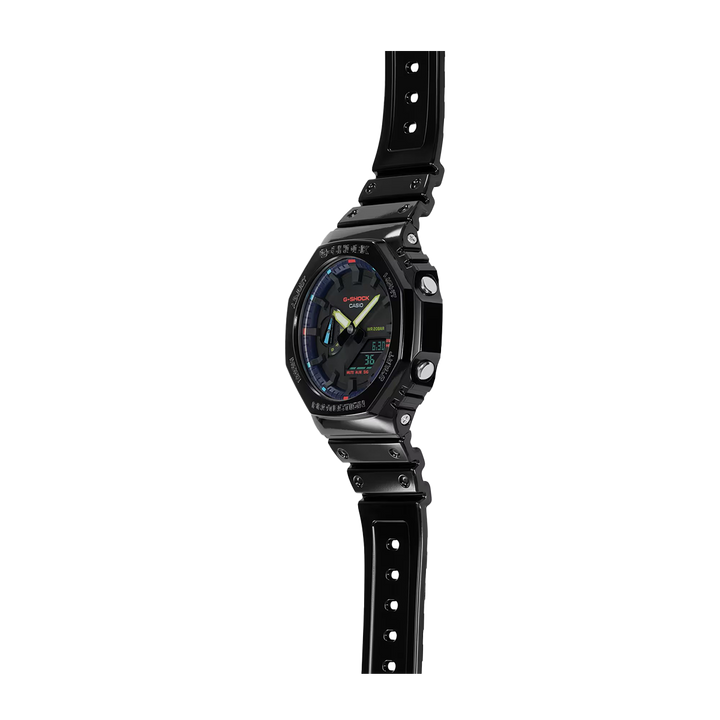 Jam Tangan CASIO G SHOCK GA-2100RGB-1A Men Virtual Rainbow Digital Analog Dial Black Resin Band