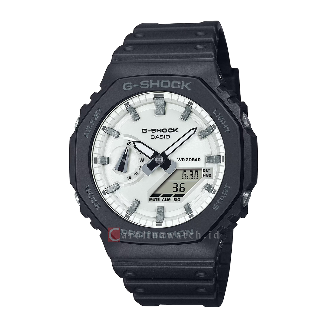 Jam Tangan Casio G-Shock GA-2100WD-1A Men White Dial Black Resin Band