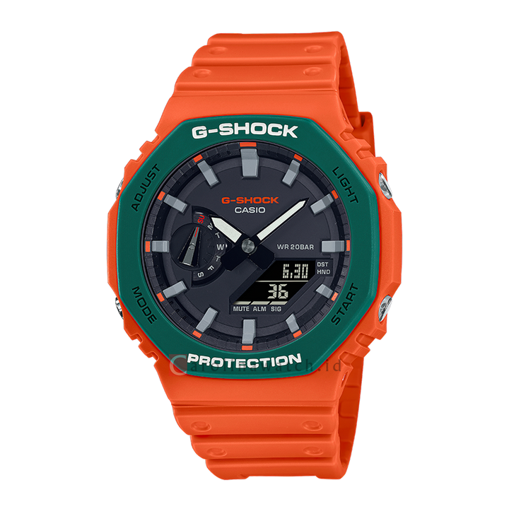 Jam Tangan CASIO G SHOCK GA-2110SC-4A Men Black Digital Analog Dial Orange Resin Band