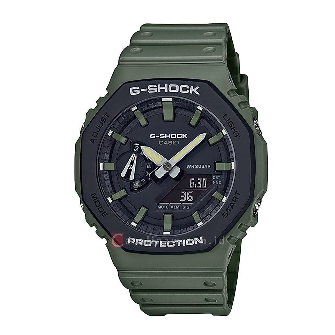 Jam Tangan CASIO G-SHOCK GA-2110SU-3A Men Black Dial Green Resin Band