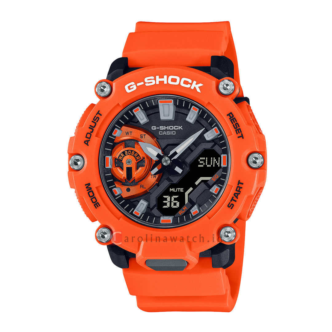 Jam Tangan Casio G-Shock GA-2200M-4A Men Black Digi-Ana Dial Orange Resin Band