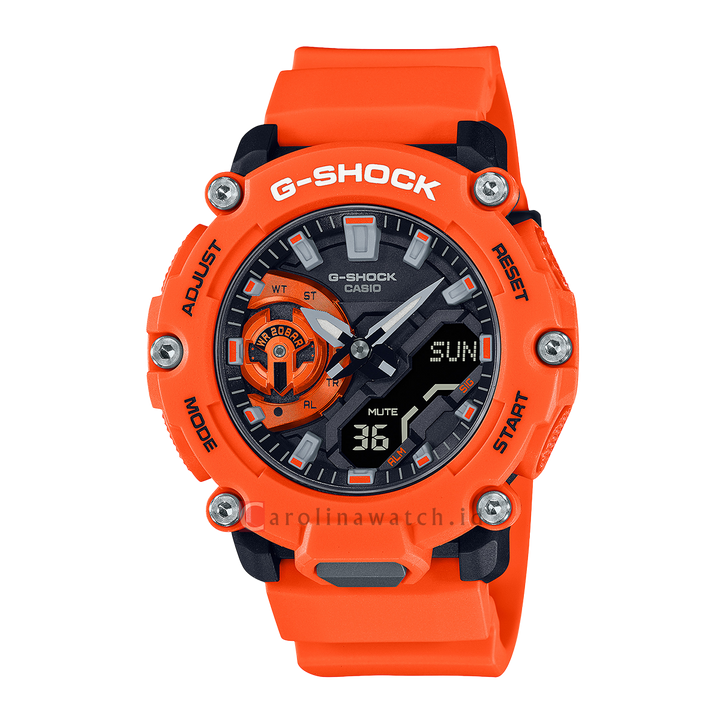 Jam Tangan Casio G-Shock GA-2200M-4A Men Black Digi-Ana Dial Orange Resin Band