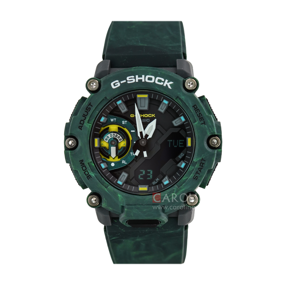 Jam Tangan Casio G-Shock GA-2200MFR-3A Men Mystic Forest Digital Analog Dial Green Resin Band