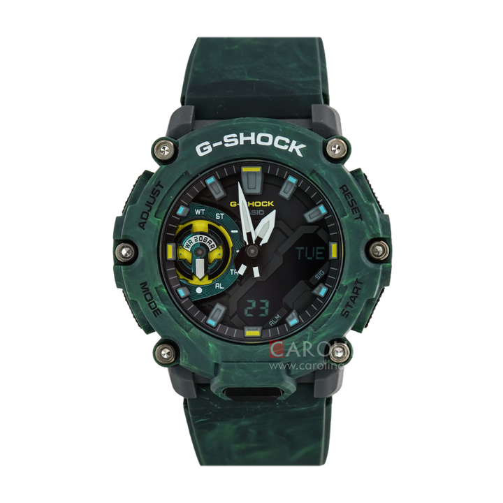 Jam Tangan Casio G-Shock GA-2200MFR-3A Men Mystic Forest Digital Analog Dial Green Resin Band