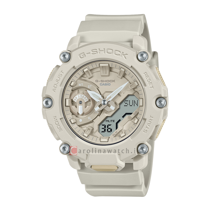 Jam Tangan Casio G-Shock GA-2200NC-7A Natural Color Series Men Bone White Digital Analog Dial Bone White Resin Band