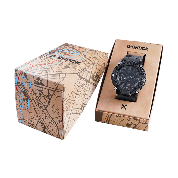 Jam Tangan Casio G-Shock GA-2200SBY-8A  Men Treasure Hunt Digital Analog Black Dial Dual Tone Graphics Resin Band