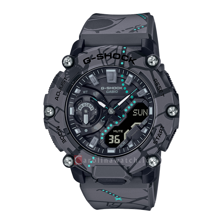 Jam Tangan Casio G-Shock GA-2200SBY-8A  Men Treasure Hunt Digital Analog Black Dial Dual Tone Graphics Resin Band