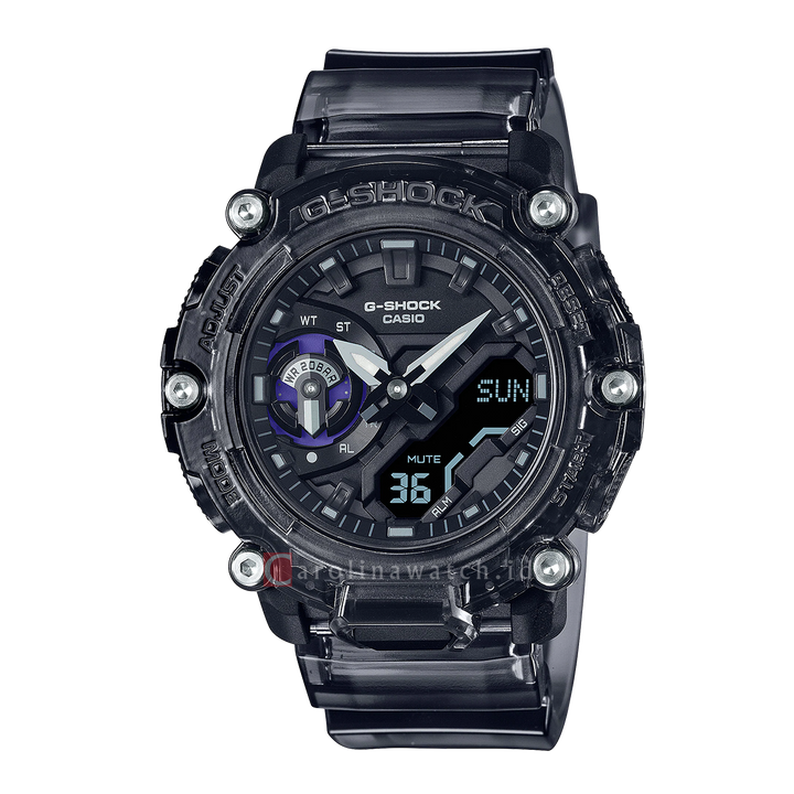 Jam Tangan Casio G-Shock GA-2200SKL-8A Men Black Digi-Ana Dial Grey Transparent Resin Band