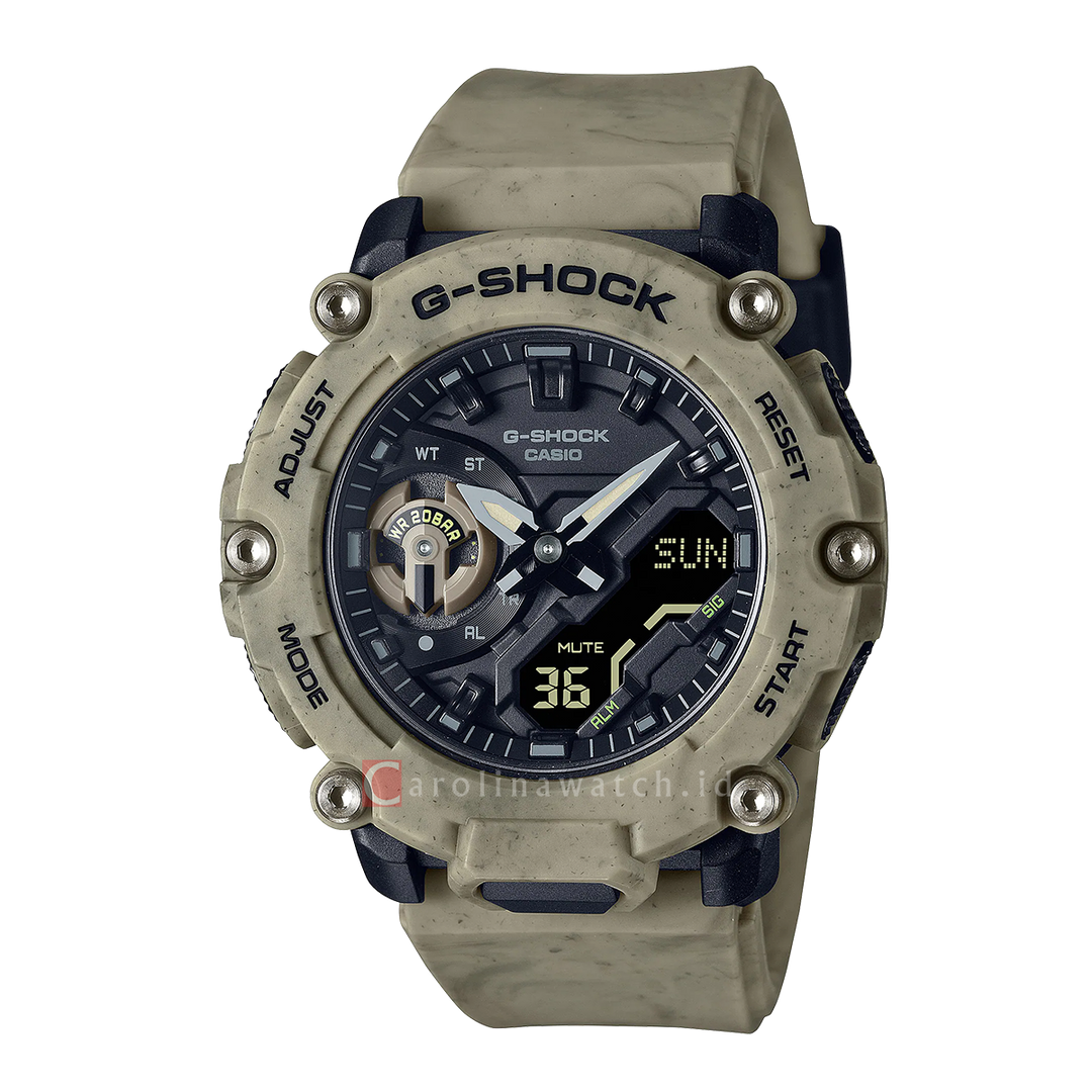 Jam Tangan Pria Casio G-Shock GA-2200SL-5A Sand and Land Series Black Digital Analog Dial Sand Resin Band