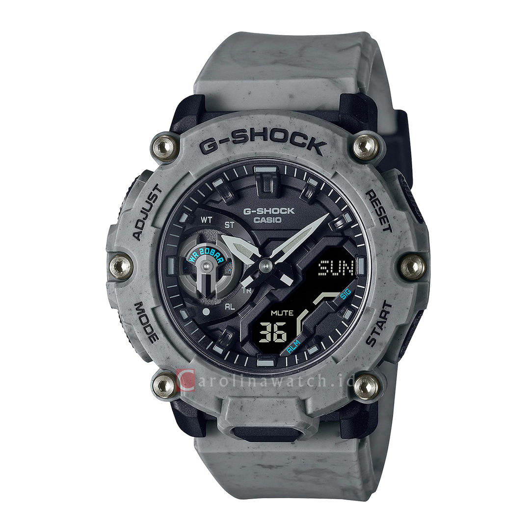 Jam Tangan CASIO G SHOCK GA-2200SL-8A Men Black Dial Grey Resin Band