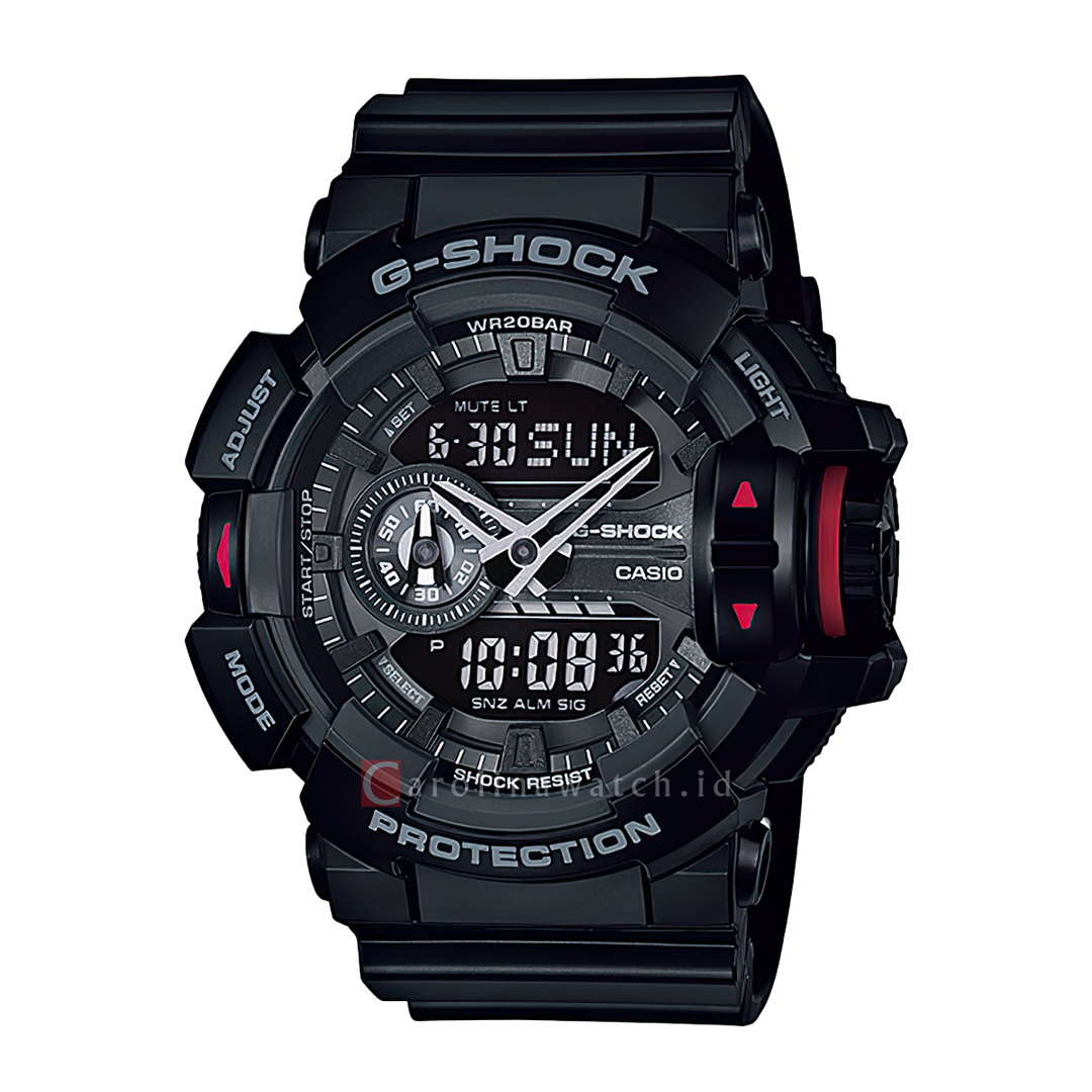 Jam Tangan Casio G-Shock GA-400-1B Men Black Digital Analog Dial Black Resin Band