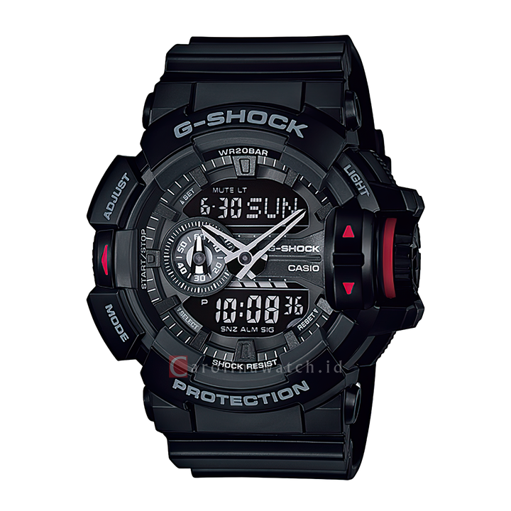 Jam Tangan Casio G-Shock GA-400-1B Men Black Digital Analog Dial Black Resin Band