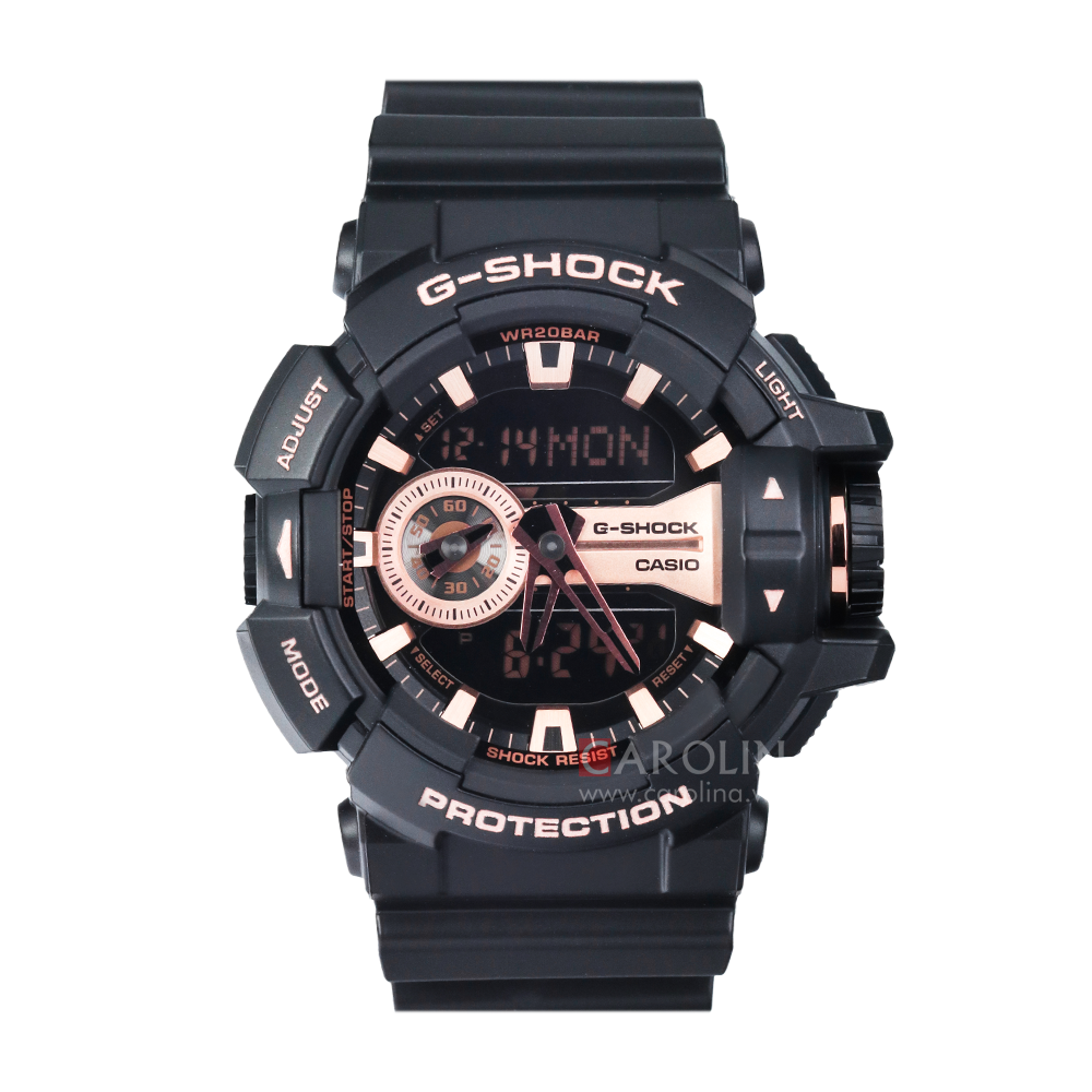 Jam Tangan Casio G-Shock GA-400GB-1A4 Men Digital Analog Dial Black Resin Band