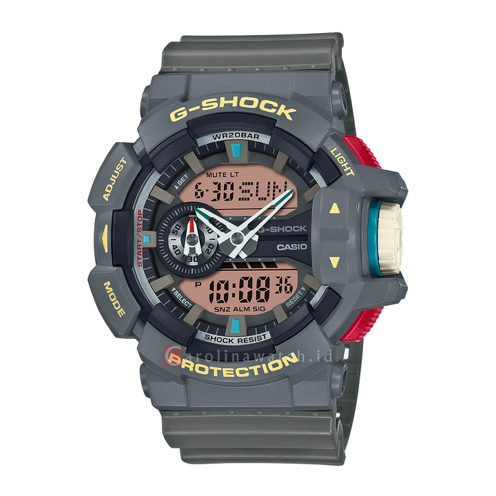 Jam Tangan Casio G-Shock GA-400PC-8A Men Vintage Product Series Black Digital Analog Dial Grey Resin Band