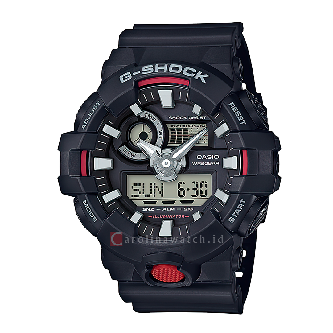 Jam Tangan CASIO G SHOCK GA-700-1A Men Black Digital Analog Dial Black Resin Band