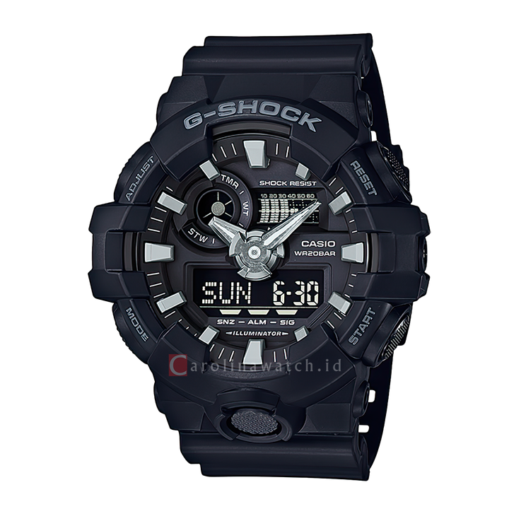 Jam Tangan CASIO G-SHOCK GA-700-1B men Black Digital-Analog Dial Black Resin Band