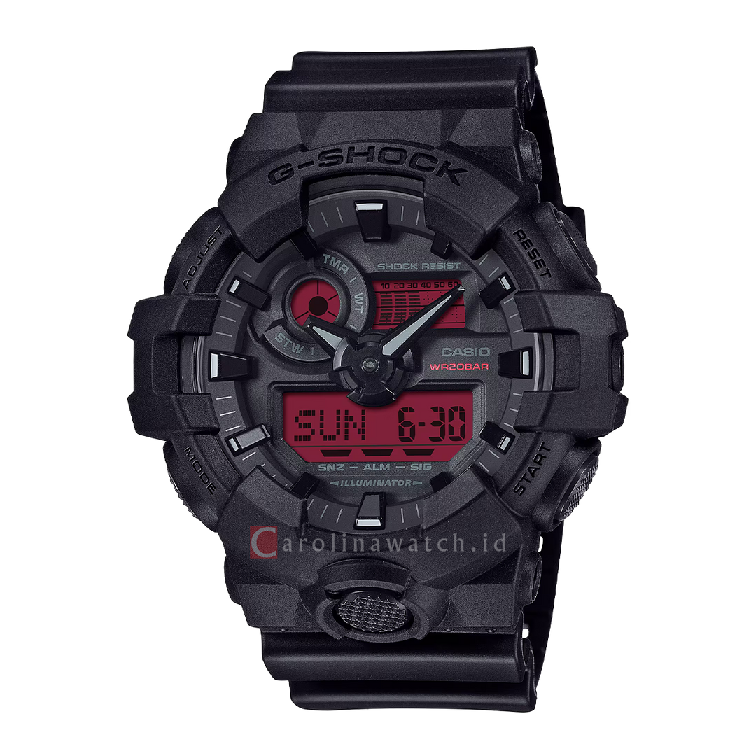 Jam Tangan CASIO G SHOCK GA-700BBR-1A Men Black Digital Analog Dial Black Resin Band