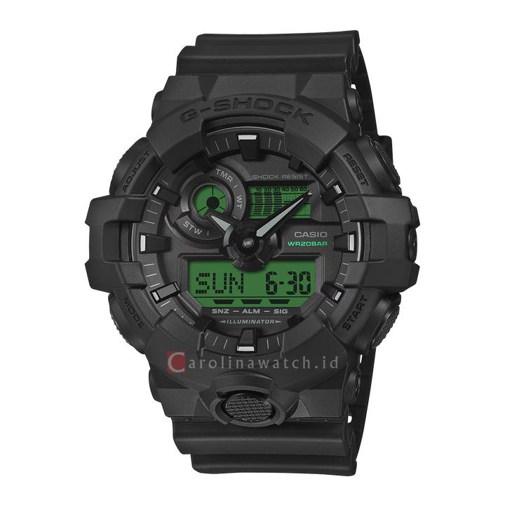 Jam Tangan Casio G-Shock GA-700BEG-1A Men Green Analog Digital Dial Black Resin Band