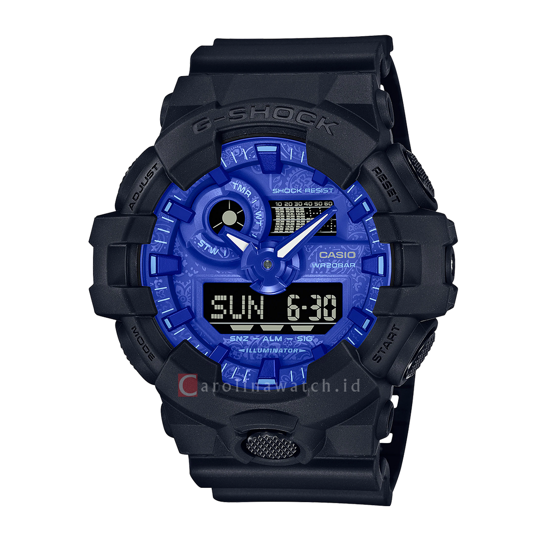 Jam Tangan Casio G-Shock GA-700BP-1A Men Paisley Blue Series Black Resin Band