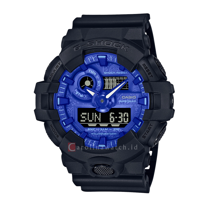 Jam Tangan Casio G-Shock GA-700BP-1A Men Paisley Blue Series Black Resin Band