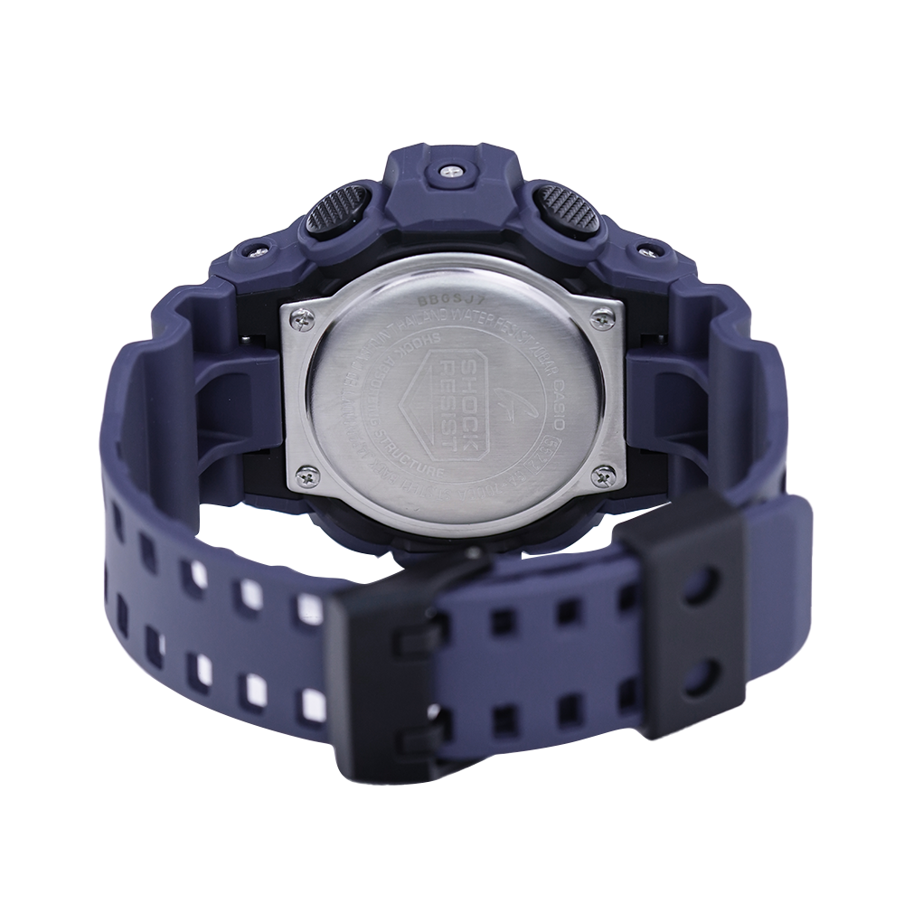 Jam Tangan CASIO G-SHOCK GA-700CA-2A Men Black Analog Digital Dial Blue Navy Resin Band