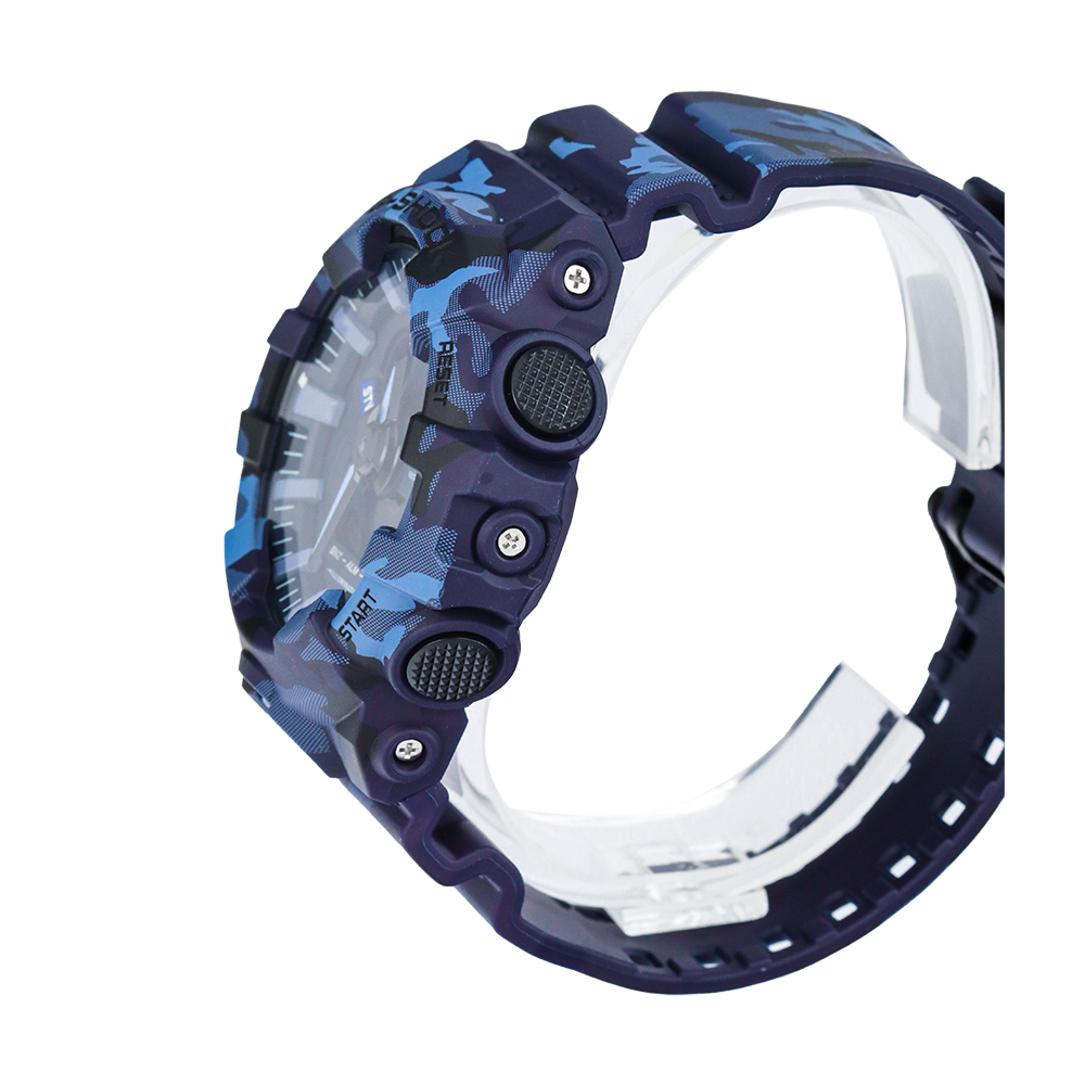 Jam Tangan Casio G-Shock GA-700CM-2A Men Camouflage Series Blue Woodland Camouflage Resin Band