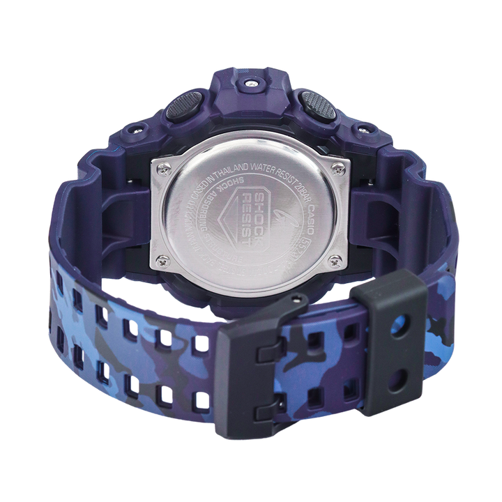 Jam Tangan Casio G-Shock GA-700CM-2A Men Camouflage Series Blue Woodland Camouflage Resin Band