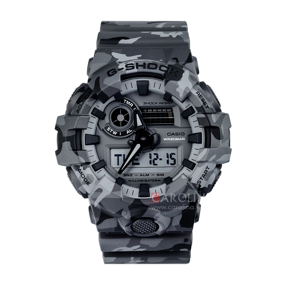 Jam Tangan Casio G-Shock GA-700CM-8A Men Camouflage Series Grey Woodland Camouflage Resin Band