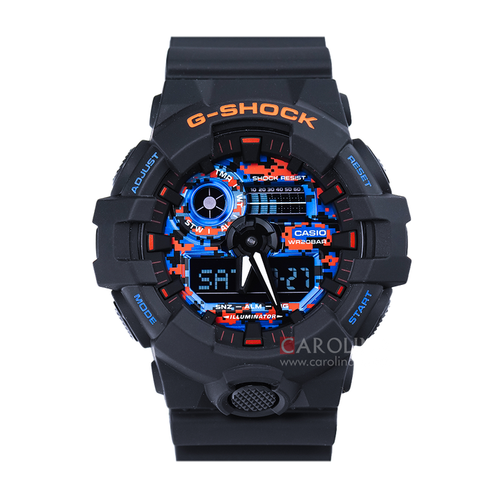 Jam Tangan Casio G-Shock GA-700CT-1A Men Dazzling Nights Digital Analog Dial Black Resin Band