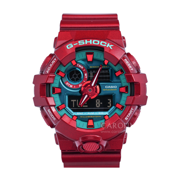 Jam Tangan CASIO G SHOCK GA-700DBR-4A Men Digital Analog Dial Red Resin Band