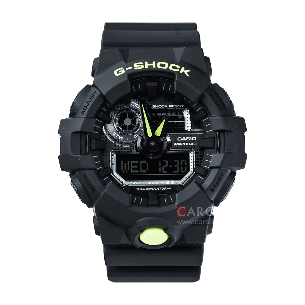 Jam Tangan CASIO G SHOCK GA-700DC-1A Men Black Digital Analog Dial Black Resin Band