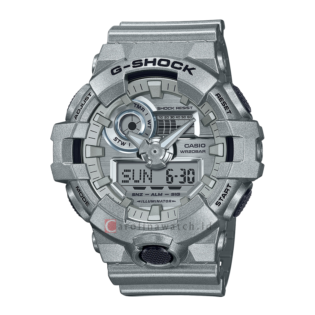 Jam Tangan Casio G-Shock GA-700FF-8A Men Forgotten Future Metalic Silver Digi-Ana Dial and Resin Band