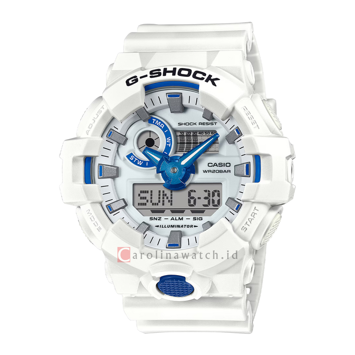 Jam Tangan CASIO G SHOCK GA-700HDS-7A Men Digital Analog Dial White Resin Band