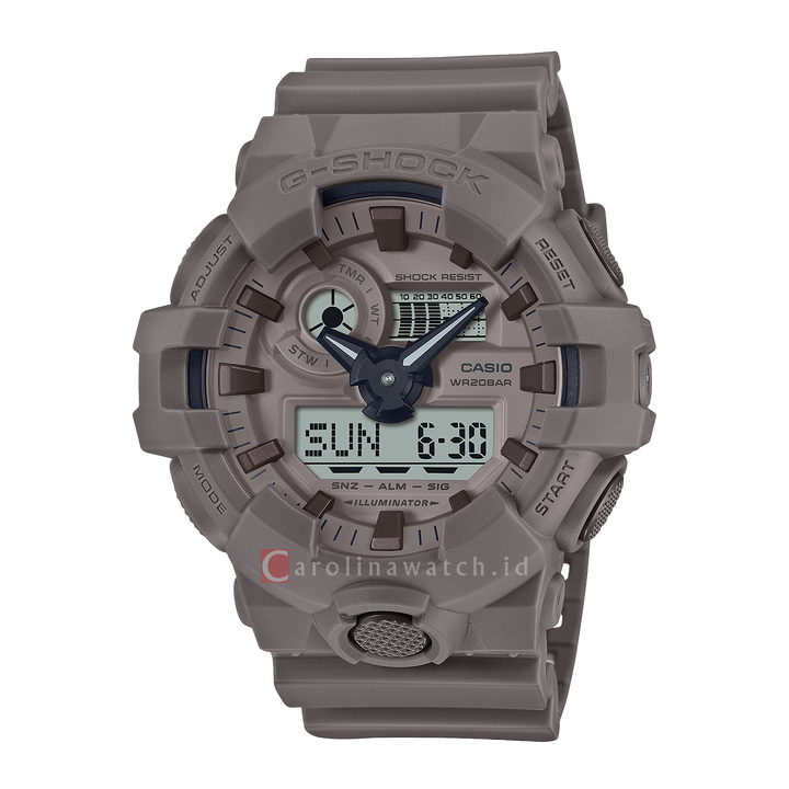 Jam Tangan Casio G-Shock GA-700NC-5A Natural Color Series Men Walnut Brown Digital Analog Dial Walnut Brown Resin Band