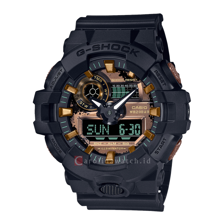 Jam Tangan Casio G-Shock GA-700RC-1A Men Rusted Iron Edition Bronze Dial Neoclassic Black Resin Band