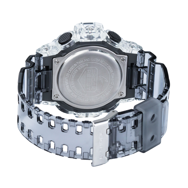 Jam Tangan CASIO G SHOCK GA-700SK-1A Skeleton Series Men Digital Analog Dial Black Clear Resin Band