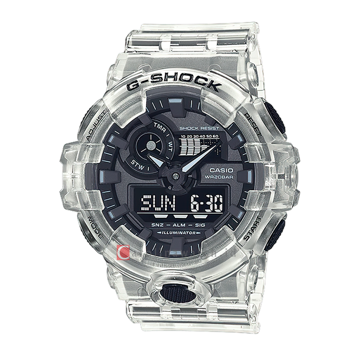 Jam Tangan Casio G-Shock GA-700SKE-7A Men Skeleton Series Model White Transparent Resin Band