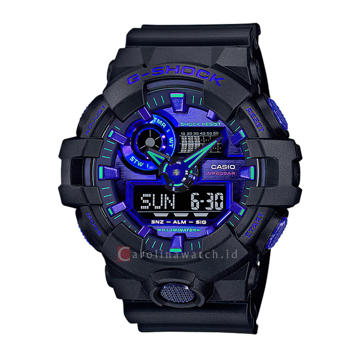 Jam Tangan CASIO G SHOCK GA-700VB-1A Men Virtual Blue Digital Analog Dial Black Resin Band