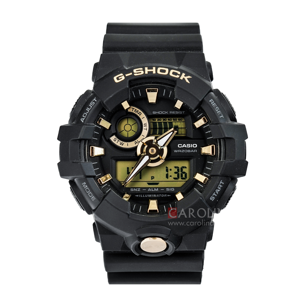 Jam Tangan CASIO G SHOCK GA-710B-1A9 Men Standard Digital Analog Dial Black Resin Band