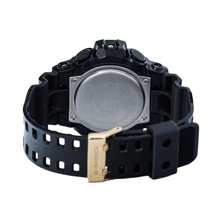 Jam Tangan CASIO G SHOCK GA-710GB-1A Men Garish Color Series Analog Digital Dial Black Resin Band